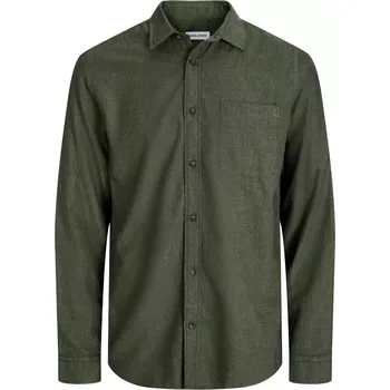 Pánská košile Velká pánská košile s dlouhým rukávem hladká Jack & Jones 12284613 khaki (6XL)
