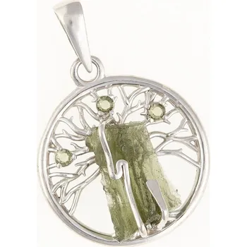 Přívěsek My Moldavite Stříbrný přívěsek s přírodním vltavínem - strom života 481-14709
