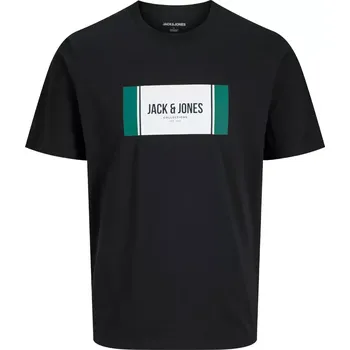 Oblečení a móda Velké pánské tričko s potiskem krátký rukáv Jack & Jones 12285530 černá (6XL)