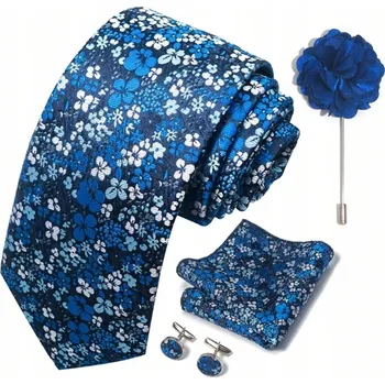 Kravata Bambusová Jungle široká kravata modrá