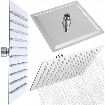 Sprchová hlavice DEŠŤOVÁ SPRCHOVÁ HLAVICE OCELOVÁ TENKÁ čtvercová 20cm chromová