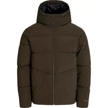 Velká pánská prošívaná bunda s kapucí Jack & Jones 12283873 hnědá (6XL)