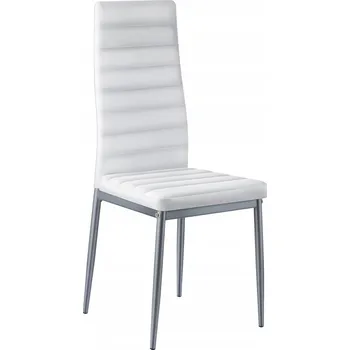 Jídelní židle, sada 4 kusů, s tlustými polštáři a kovovými nohami, bílá