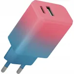 Setty síťová nabíječka USB + USB-C 20W LSIG-AC-20 růžovo-tyrkysová