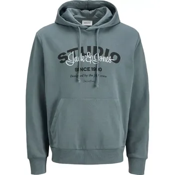 Pánská mikina Velká pánská mikina přes hlavu s kapucí Jack & Jones 12285588 šedo-modrá (5XL)