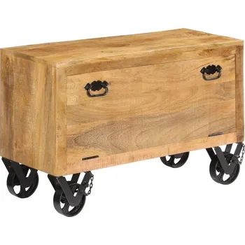 Botník Dřevěná botník z mangového dřeva, 86 x 35 x 50 cm, 4 kolečka