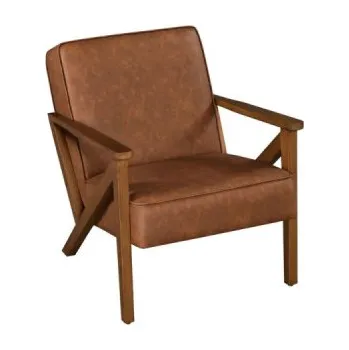 Křeslo Relaxační křeslo 592438, TV křeslo, z umělé kůže, s nohami z masivního dřeva, hnědé, 78 x 67 x 79,5 cm - A YAHEETECH