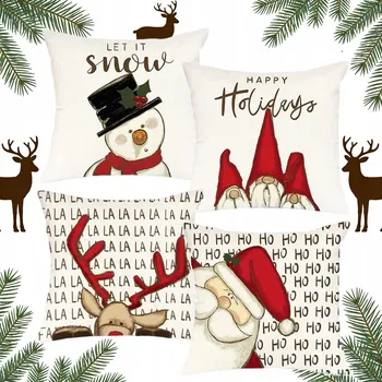 Povlečení POVLEČENÍ NA POLŠTÁŘE 4 ks VÁNOČNÍ DEKORACE POVLEČENÍ VÁNOČNÍ SVÁTKY 4x