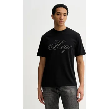 Pánské oblečení Bavlněné tričko HUGO Dalent 50557058 černá 99X, vel. XS