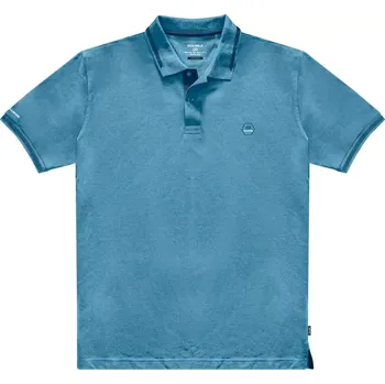 Pánské tričko Velké pánské hladké polo tričko s ozdobným límečkem Double PS-3037 modré (6XL)