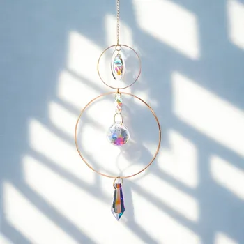 Okenní dekorace Lapač slunce - Galaktické kruhy Feng Shui energie, zlatá barva, délka 40 cm