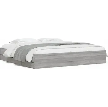 Postel Rám postele se zásuvkami 203x203 cm, šedý dub sonoma