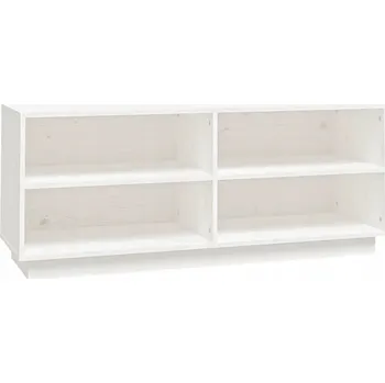 Botník Bílá dřevěná botník 110 x 34 x 45 cm z masivního borovicového dřeva