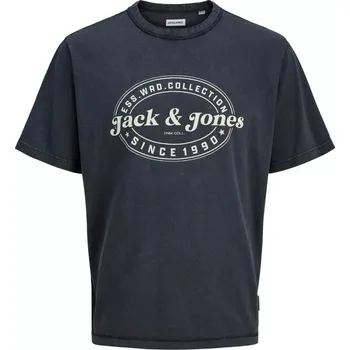 Oblečení a móda Velké pánské tričko s potiskem s krátkým rukávem Jack & Jones 12284627 černé (7XL)