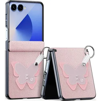 Pouzdro na mobilní telefon DUX 114632 DUX LUVY Kryt se šňůrkou pro Samsung Galaxy Z Flip7 5G PINK BUTTERFLY