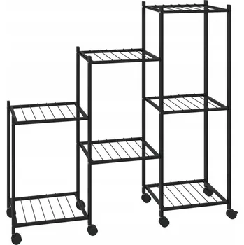 Květináč Černý rohový držák na květináč s kolečky 83 x 25 x 83,5 cm