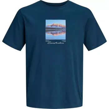 Oblečení a móda Velké pánské tričko s potiskem Jack & Jones 12292228 tmavě modré (5XL)