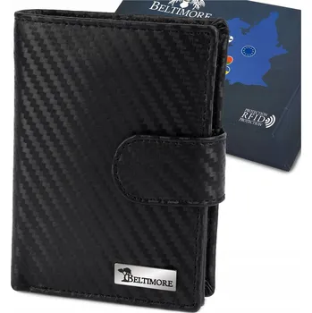 Peněženka Pánská kožená peněženka klasická RFiD velká černá carbon premium Beltimore