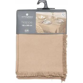 ubrus BAVLNĚNÝ BÉŽOVÝ UBRUS S TŘÁSNĚMI 150 X 250 CM DO INTERIÉRU