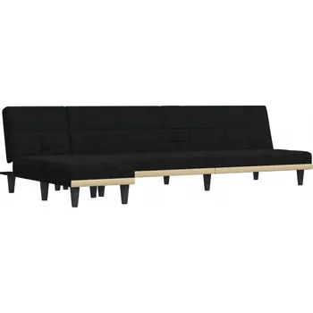 Pohovka Rozkládací rohová pohovka do L černá 255 x 140 x 70 cm