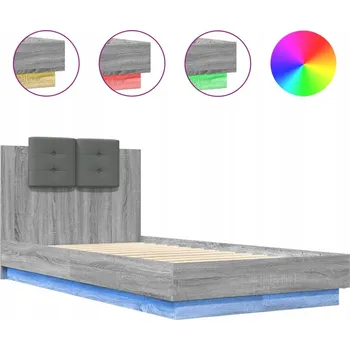 Postel LED rám postele 193x78 šedý dub sonoma