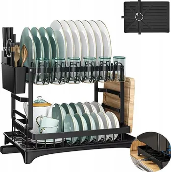 Odkapávač na nádobí Odkapávač na nádobí S ODKAPÁVAČEM Dvoupatrový odkapávač na nádobí ČERNÝ Kovový