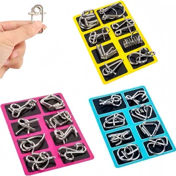 Obraz 24 ks Kovové drátěné hlavolamy Puzzle Odemkni kroužky - Propletené hry