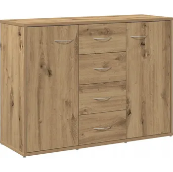 Komoda Skříňka dub artisan 88 x 30 x 64 cm se 4 zásuvkami a 2 dvířky