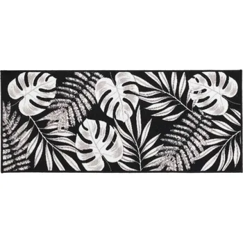 Koberec PROTISKLUZOVÝ KOBEREC BĚHOUN DO PŘEDSÍNĚ, KUCHYNĚ 50x120 ČERNÝ VZOR MONSTERA
