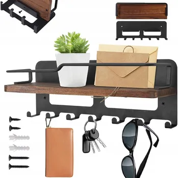 Věšák Nástěnná police s věšáky, rustikální styl, do předsíně či chodby