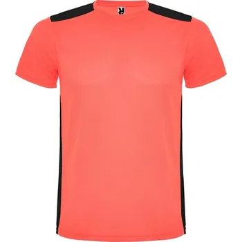 Pánské tričko Detroit dětské sportovní tričko s krátkým rukávem - Fluorescenční korálová / Černá / 4