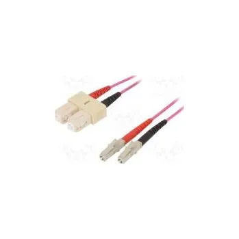 Síťový kabel Světlovodný patch cord OM4 LC/UPC,SC/UPC 2m LSZH fialová