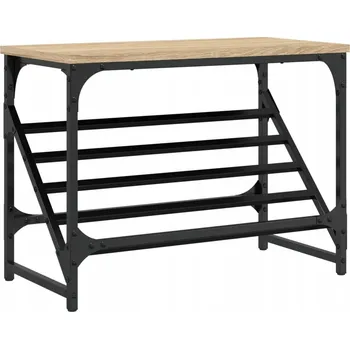 Botník Botník dub sonoma 60 x 30 x 45 cm s černým lakovaným ocelovým rámem