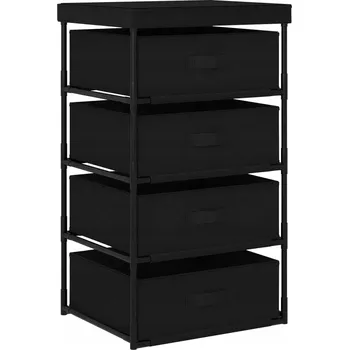 Knihovna Regál se 4 vyjímatelnými košíky, Ocel a látka, černý, 45x38x80 cm