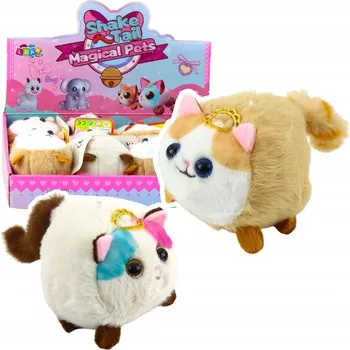 plyšák Plyšové Koťátko Plyšová Hračka s Kroutícím se Ocáskem Hnědo-Bílé