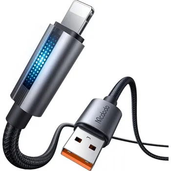 Mcdodo – datový kabel (CA-5660) – s dýchacím světlem, USB-A na Lightning, 3A, 1,2m – černý