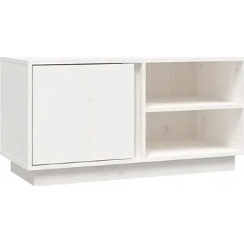Televizní stolek Bílá TV skříňka z masivního borovicového dřeva 80x35x40,5 cm