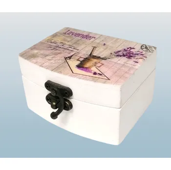 Šperkovnice Truhlička levandule se zrcátkem 9 × 5 × 7 – dekorativní šperkovnice