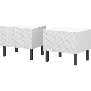 Noční stolek BOGART. Sada nočních stolků Scalia II 50 1SZ 2 ks, bílý mat / černé nohy