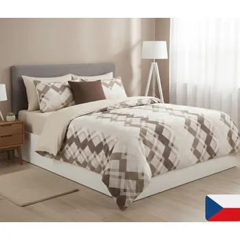 Povlečení Bavlněné povlečení Elegant brown hnědé 140 x 200, 70 x 90 cm knoflík