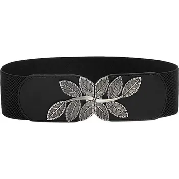 Opasek Dámský elastický pásek s přezkou Elisa Černý