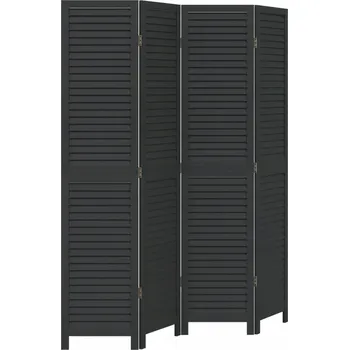 Paraván Černý paraván z masivního dřeva paulovnie 140-145 x 180 cm, 4 panely