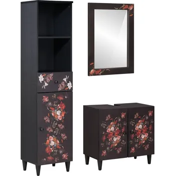 Koupelnový nábytek Sada koupelnových skříněk Nástěnný 3 pcs Masivní mangové dřevo