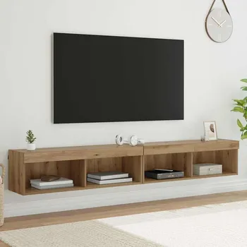 Obývací pokoj Skříňky na TV zeď Panama 2 pcs Artisanový dub 100 x 30 x 30 cm