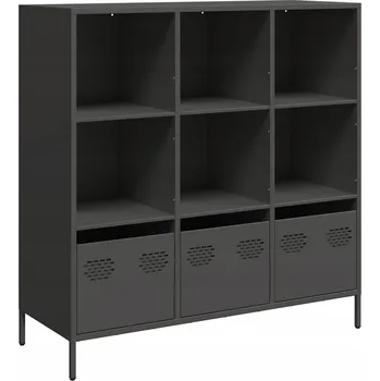 Příborník do zásuvky Černý ocelový příborník 101,5 x 39 x 103,5 cm se 6 přihrádkami a 3 šuplík