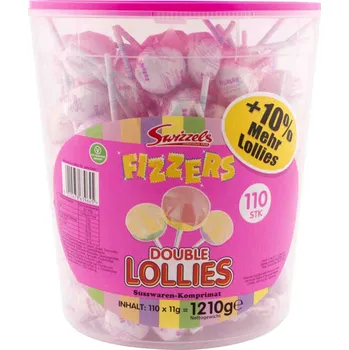 Bonbon Fizzers double lolly dose – šumivé lízátko 11g