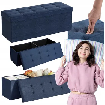 Taburet Songmics LSF77IN čalouněný Taburet 110x38x38 cm tmavě modrý