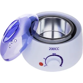 Sběratelství Ohřívač vosku 200 ml Teplotně regulovatelný ohřívač depilačního vosku s vyjímatelnou nádobkou držákem a fialovým víkem EU zástrčka ABS plast bílý