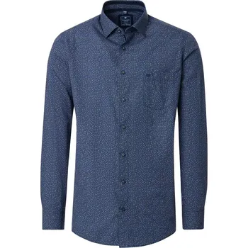 Pánská košile Velká pánská vzorovaná košile s dlouhým rukávem Redmond 252040111-100 tmavě modrá (5XL)