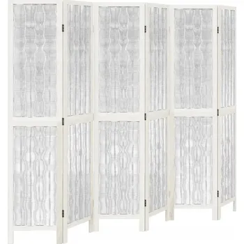 Paraván Dekorační Paraván Bílý Masivní Dřevo Paulownia 210x180 cm